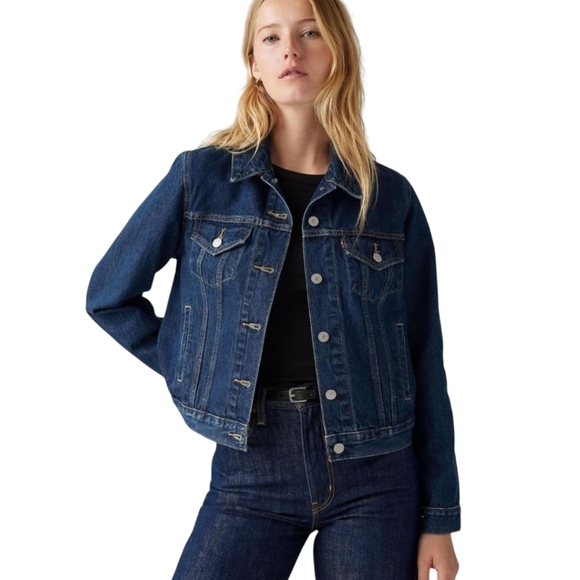 Levi's Black Label Blue Denim Jean Trucker Jacket Size XL - Picture 1 of 6
